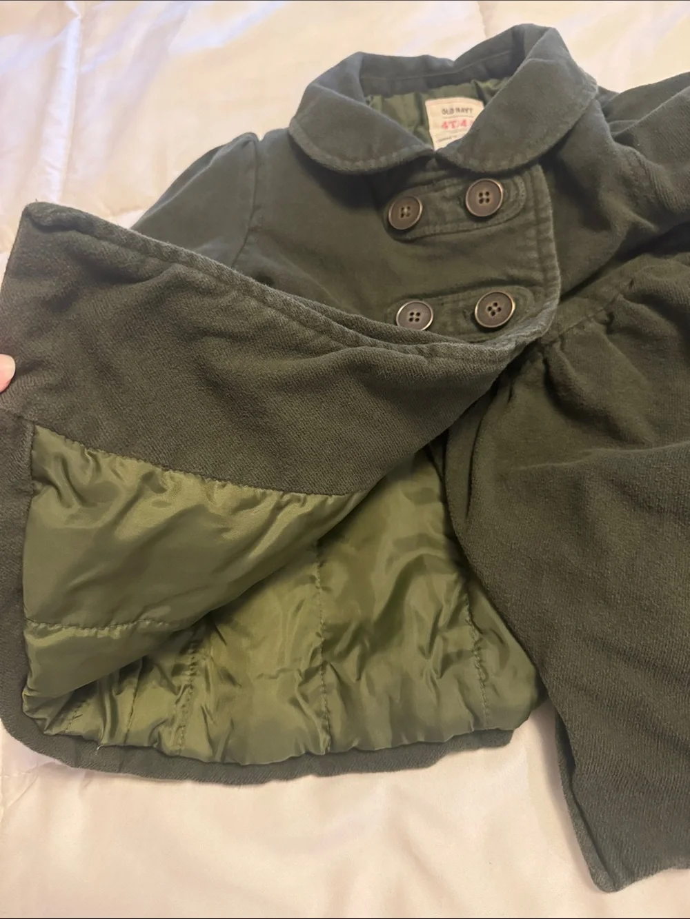 Old Navy Dark Olive Green Double-Breasted Pea Coat